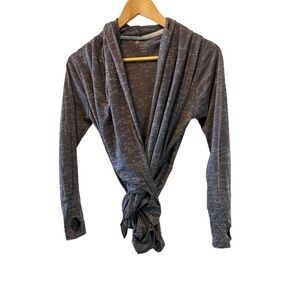 Purple Semi Sheer Long Sleeve Lightweight Open Wrap Hooded Cardigan One Size